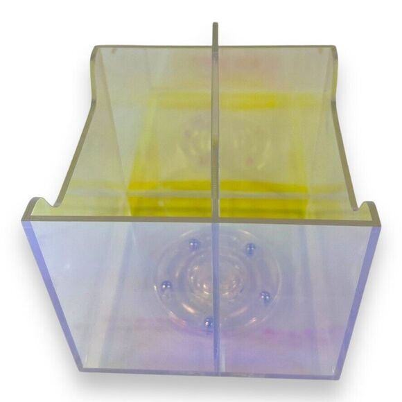 Clear Iridescent Rotating Desk Organizer Pen, Brush, Makeup, Remote Holder 5x5" - Picture 9 of 16